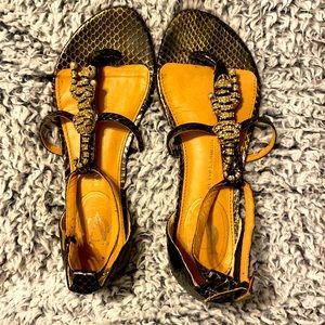 Vince Camuto Gold Jaguar Sandals Size 7.5